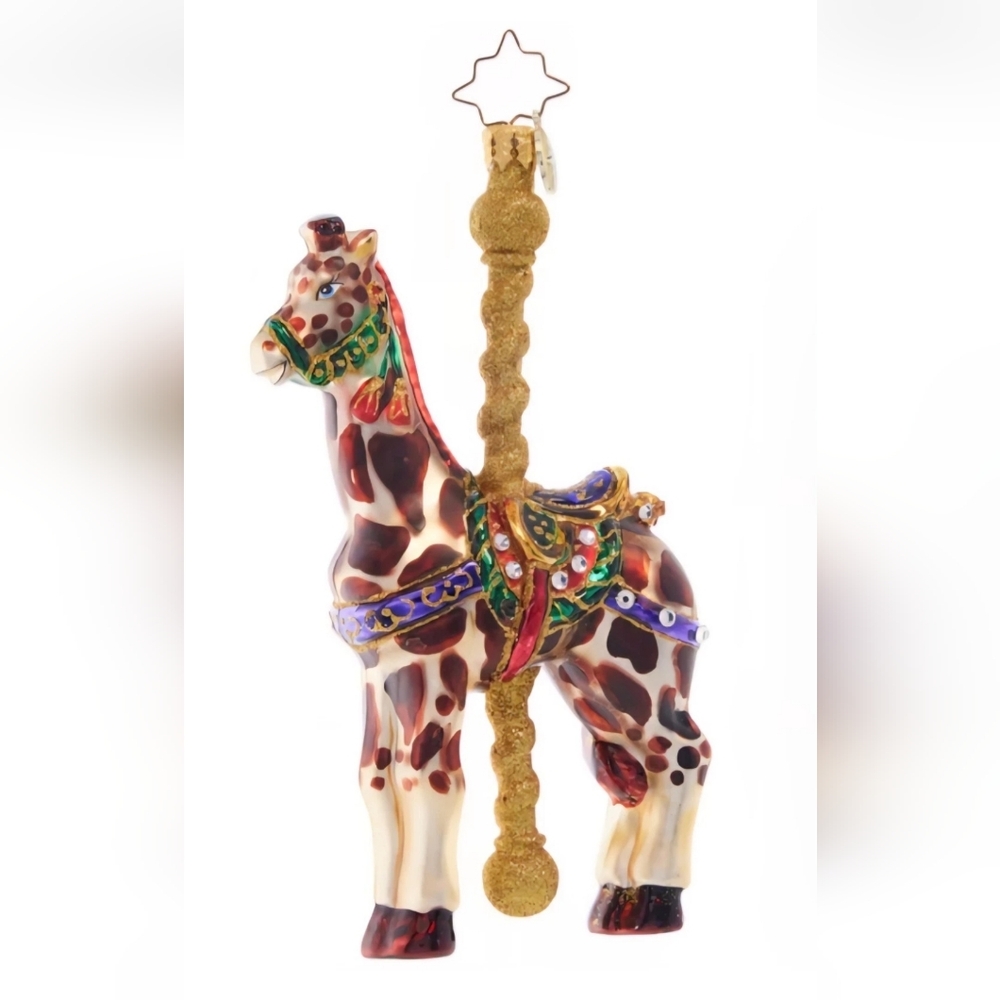 Christopher Radko Gilded Giraffe Handpainted Handblown Glass Ornament, NEW w/Tag